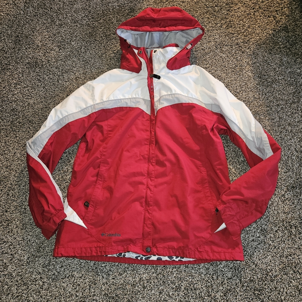 Columbia jacket large hooded ski coat parka snowboard jacket red clothes